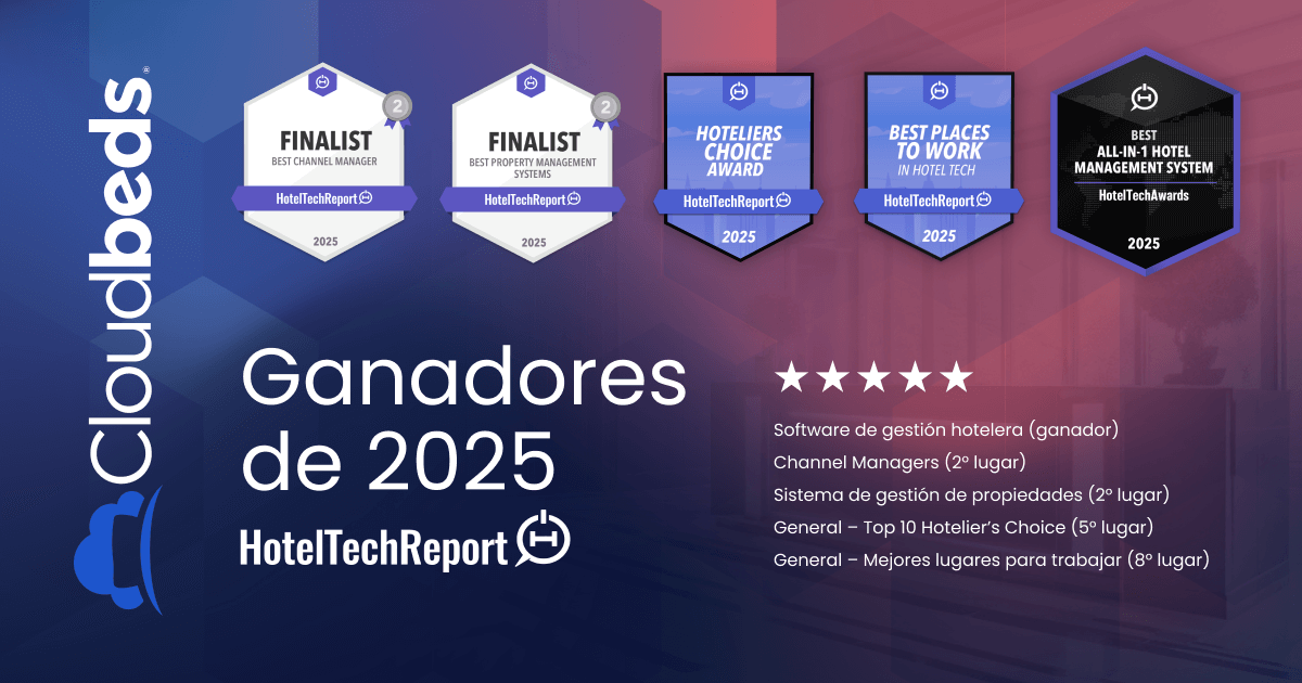 Cloudbeds celebra su séptimo año consecutivo como ganador en los HotelTechAwards 2025